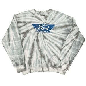 Ford Gray Tie Dye Sweatshirt The Universal Car Logo‎ Graphic Crewneck Medium